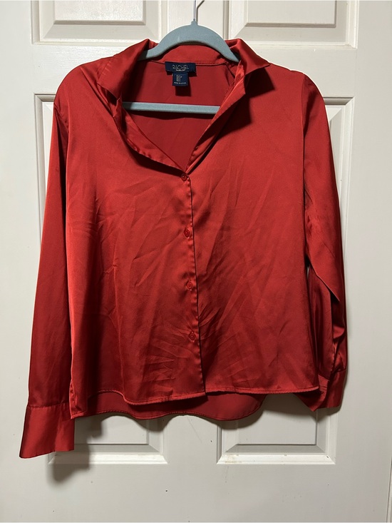 RACHEL Rachel Roy Tops - RACHEL Rachel Roy Scarlet Satin Button-Down Blouse